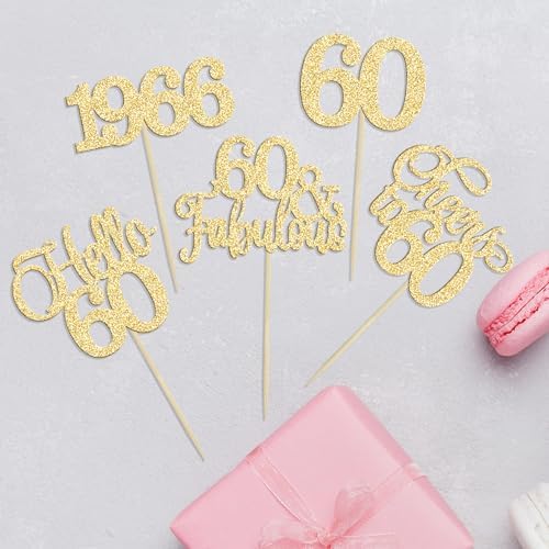 Cheers to 60th birthday cake decoration set