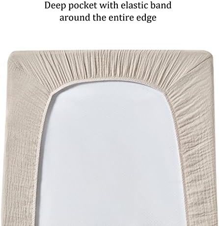 QUENESS organic cotton breathable changing mat cover in neutral beige color