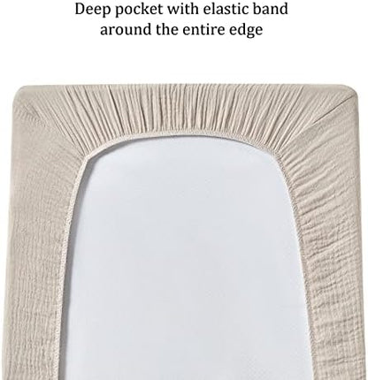 QUENESS organic cotton breathable changing mat cover in neutral beige color