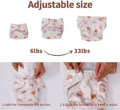 CoolaPeach washable pocket nappy covers showing adjustable snap buttons