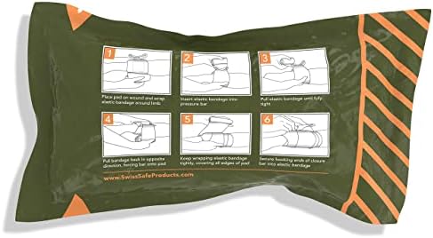 Emergency military IFAK compression bandage with pressure bar and non-adherent pad