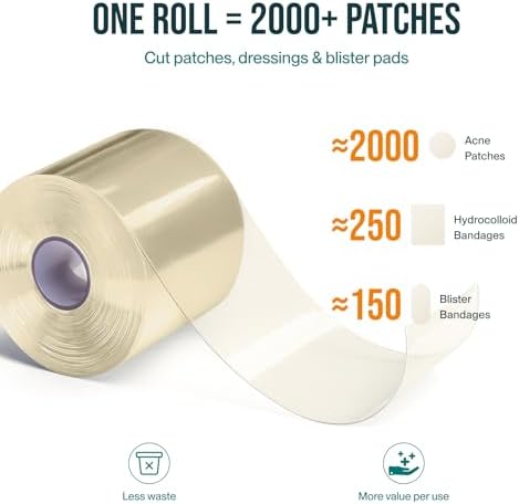 Absorbent bed sore bandages roll displaying texture and thick protective hydrocolloid gel layer