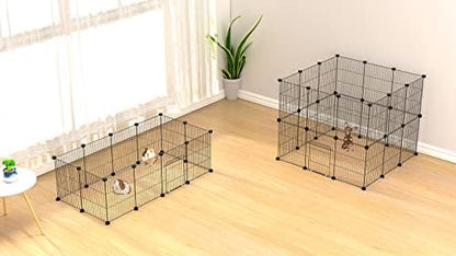 LANGXUN DIY Small Animal Playpen, Pet Playpen with Door and Waterproof Mat, Rabbit Guinea Pig Cages, Puppy Kitten Playpen | Indoor & Outdoor Portable Metal Wire Yard Fence, 12pcs Metal Pet Panels - Image 8