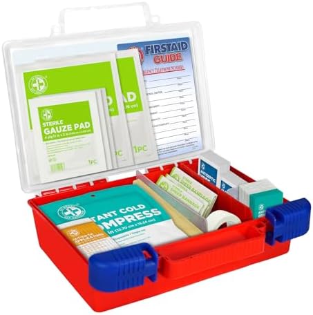 Open Be Smart Get Prepared first aid kit showing organized internal compartments