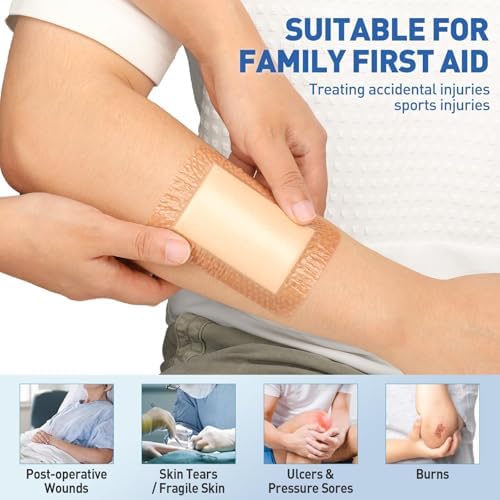 AZEN 3.2 Inches by 4 Inches wound care dressings displaying product dimensions and scale.