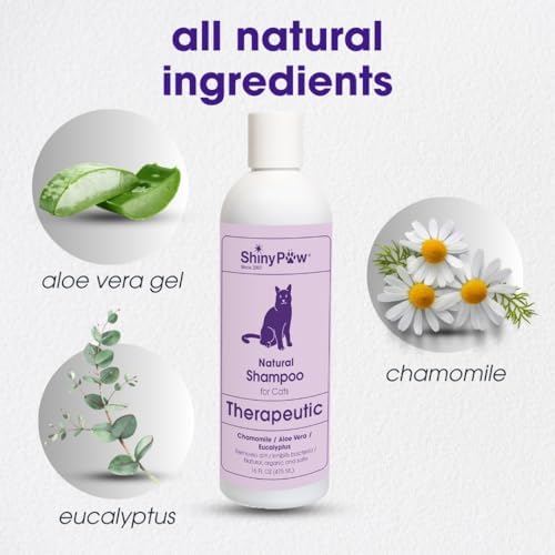 ShinyPaw cat shampoo packaging back label with ingredients.