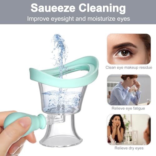 Blue portable eye cleaning tool with silicone squeeze bulb for tired eyes