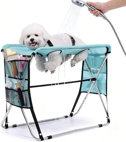 Foldable pet grooming station stainless steel frame