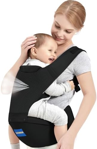 KJIPUHO ergonomic infant carrier side profile showing adjustable straps