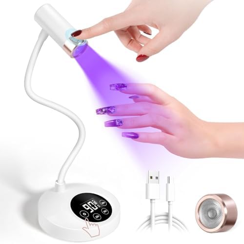 Rechargeable cordless gel nail light showing the digital display screen with four timer settings.