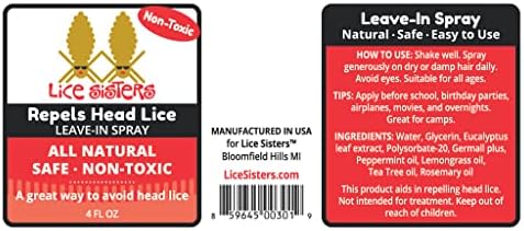 Lice Sisters 4 ounce leave-in spray for proactive daily lice protection.