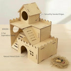 3-Tier Wooden Hamster Hideout, Syrian Hamster House with Ramps & Entrances, for Dwarf Hamsters, Gerbils (Not for Guinea Pigs) - Image 3