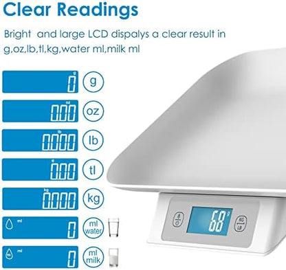 Close up of the LCD screen interface on the high precision pet weight balance