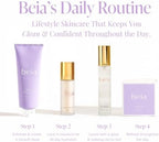 Beia skincare wipes showing portable sachet for on the go use