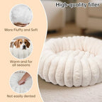 Donut Dog and Cat Bed, Luxurious Comfortable Faux Rabbit Fur Pet Beds, Round Anti-Anxiety Calming Puppy Kitten Bed with Anti-Slip Bottom for Small Medium Dogs & Cats(20", White) - Image 6