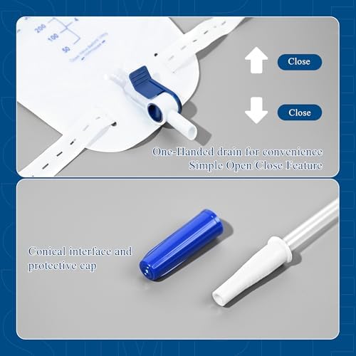 Five pack of BeHerk urinary drainage bags for medical use