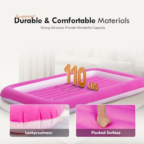 RAPTAVIS toddler blow up travel mattress highlighting the separate inflation valves