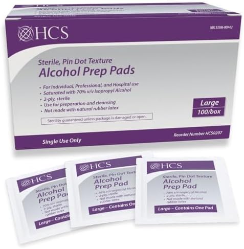HCS Medical Solutions Large Alcohol Prep Pads 100 count box front view