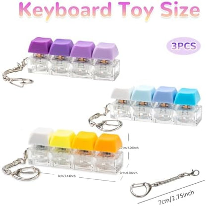 Close up view of the mechanical key switches and transparent base of the adult decompression clicker toy.