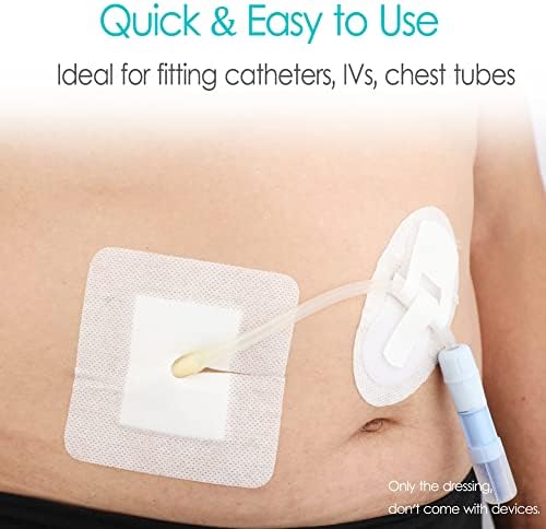 Individually wrapped sterile island dressing pad for feeding tubes and PD catheters
