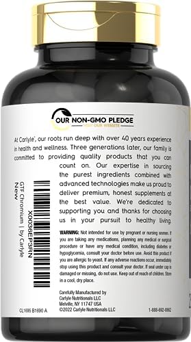 Nutritional facts panel of Carlyle trace mineral supplement detailing 600 micrograms per serving.