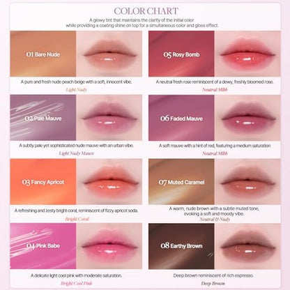 Heart Percent Dote On Mood One Way Glowy Tint, Glass-like High Shine Glossy Finish w/Long-Lasting Luminous Color Lip Stain for Glowy Look, #11.Dawn Mauve - Image 4