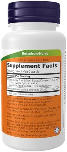 Standardized agnusides vitex supplement with dong quai for endocrine support