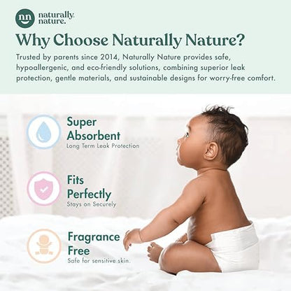Naturally Nature diaper booster pads showing adhesive strip feature