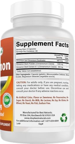 Non GMO and gluten free Best Naturals Cinnamon capsules bottle base