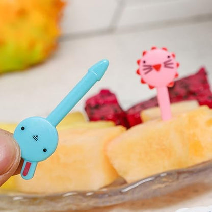 Assorted colorful animal patterned dessert forks for toddler birthday party