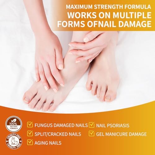 Close up of bee venom nail repair serum for yellow and brittle nails.