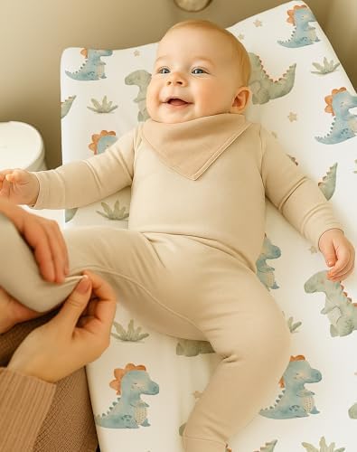 Two pack bundle of My Little Zone baby changing table covers neatly folded to display both dinosaur safari patterns.