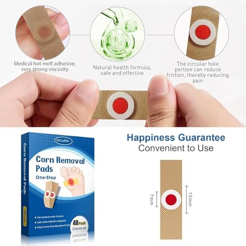 Application guide showing corn pad placed on a human toe.