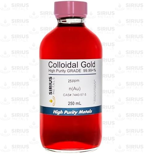 Sirius Metals True Colloidal Gold clear glass bottle label detail