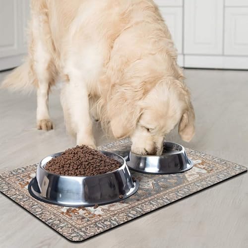 Qxwrel Bohemia Style Dog Food Mat non slip rubber backing