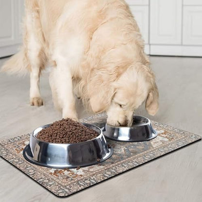 Qxwrel Bohemia Style Dog Food Mat non slip rubber backing