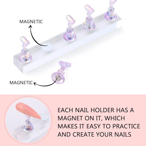 Purple magnetic nail stand for painting press on nails