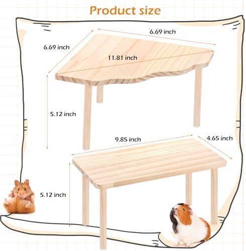2-Piece Set Hamster Play Wooden Platform for Dwarf Syrian Hamsters Gerbils Mice Degus or Other Small Pets - Image 3