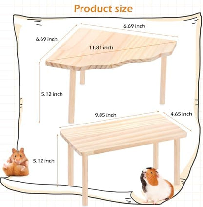 2-Piece Set Hamster Play Wooden Platform for Dwarf Syrian Hamsters Gerbils Mice Degus or Other Small Pets - Image 3