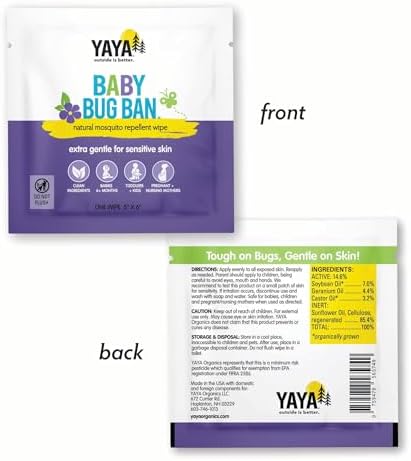 DEET-free non-toxic baby bug ban wipes individual sachet for infant outdoor protection