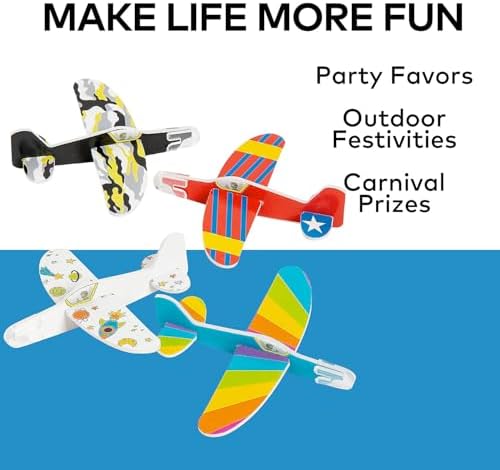 Assembled black and white camouflage foam glider toy for kids outdoor birthday party favors.