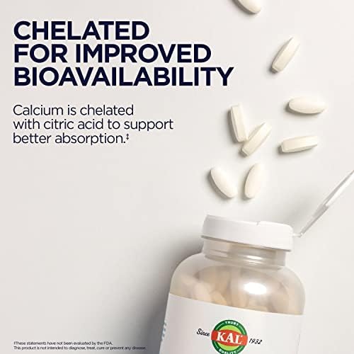 KAL Calcium Citrate 1000mg tablets displaying gluten free verification stamp