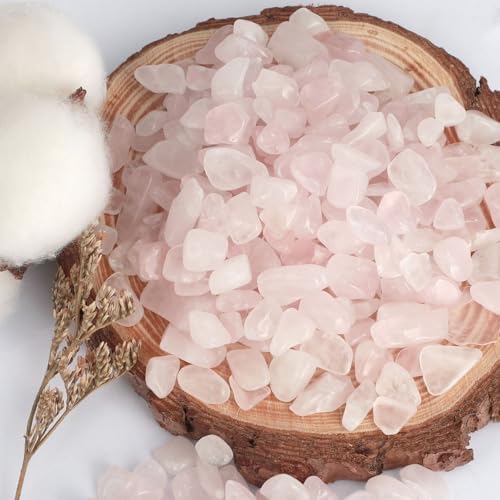 Gemshan rose quartz chips arranged for jewelry making display