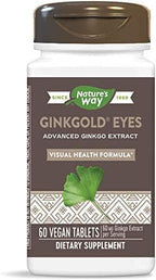 Close-up of the Nature's Way brand logo and ginkgo leaf graphic on the bottle
