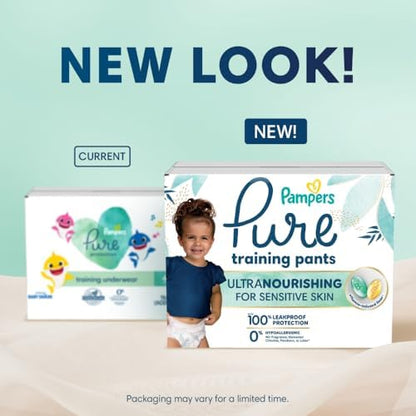 Pampers Pure Training Underwear size 3T4T unisex design showing the flexible 360 degree stretchy waistband.
