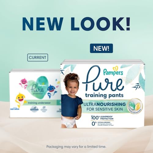 Pampers Pure Training Underwear size 3T4T unisex design showing the flexible 360 degree stretchy waistband.