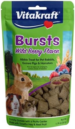 Vitakraft Bursts crispy timothy hay pillow treats with berry filling