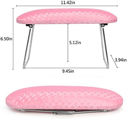 Folded Krofaue nail arm rest showing stainless steel legs