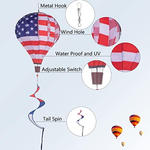 Hot air balloon wind spinner fully extended in lawn