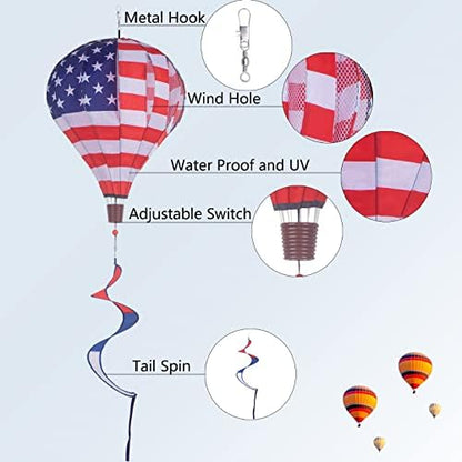 Hot air balloon wind spinner fully extended in lawn
